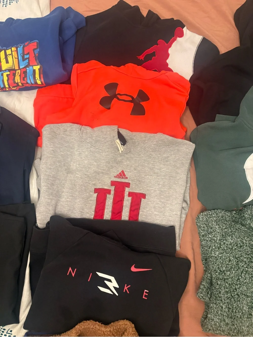 Mixed Athletic & Casual Tops Bundle - Green, Gray, Black, Red, Blue 12/14 boys